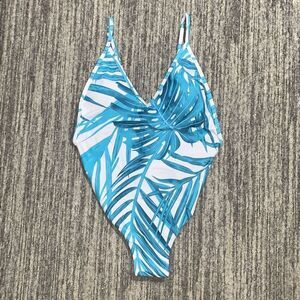 Cupshe Blue and White Tropical One Piece Swimsuit
